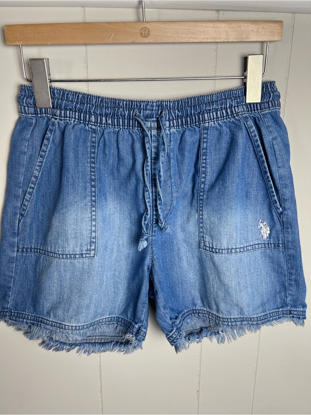 Chambray Shorts U.S. Polo Assn. Light Blue Stretch Drawsrtring